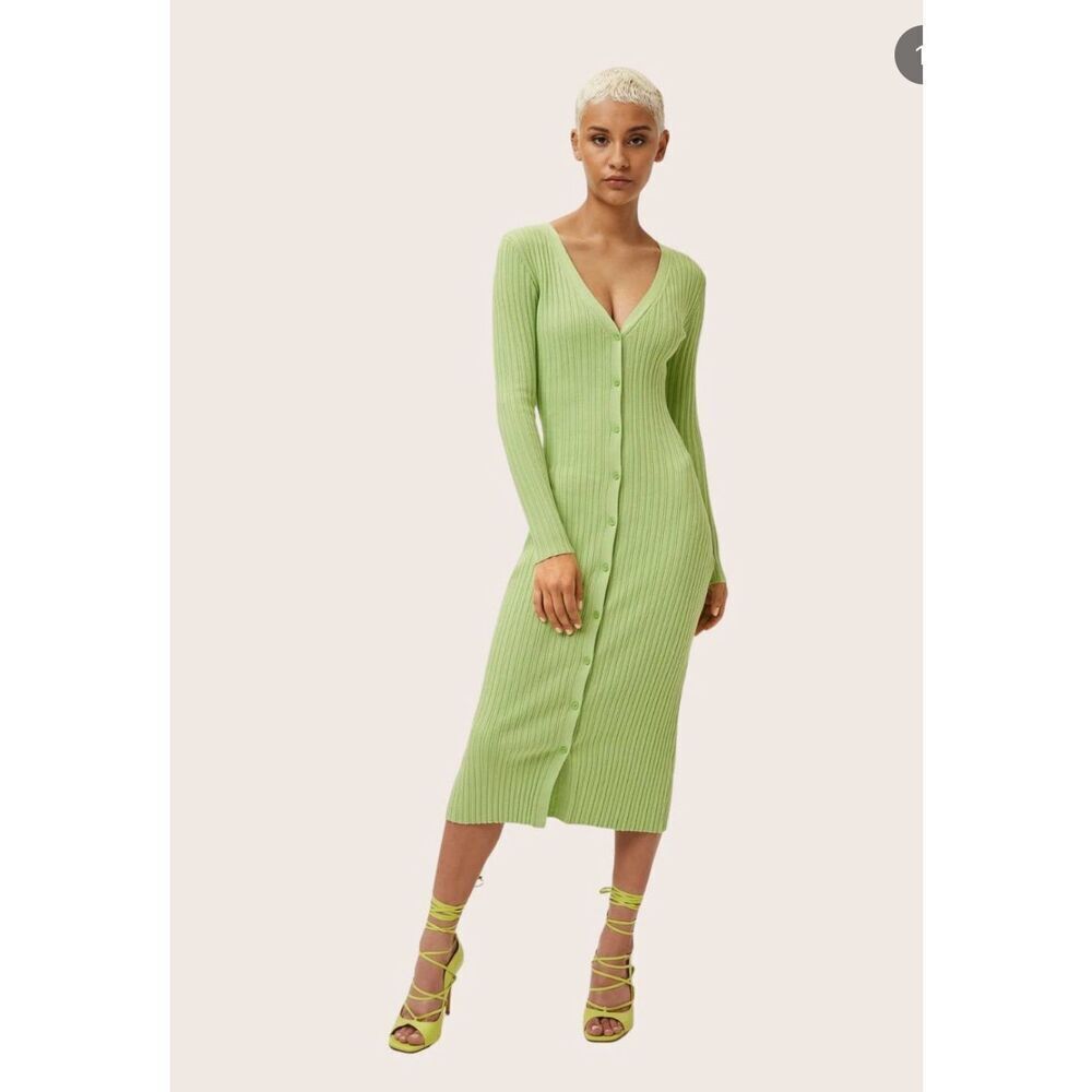 LITA by Ciara Button Down Ribbed Sweater Dress Revolve xl Acid Lime